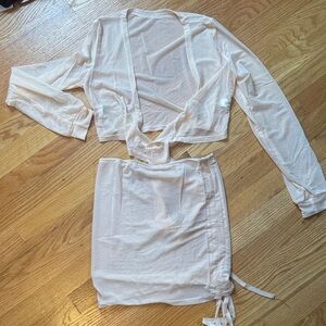 Mesh Peach cover up Set